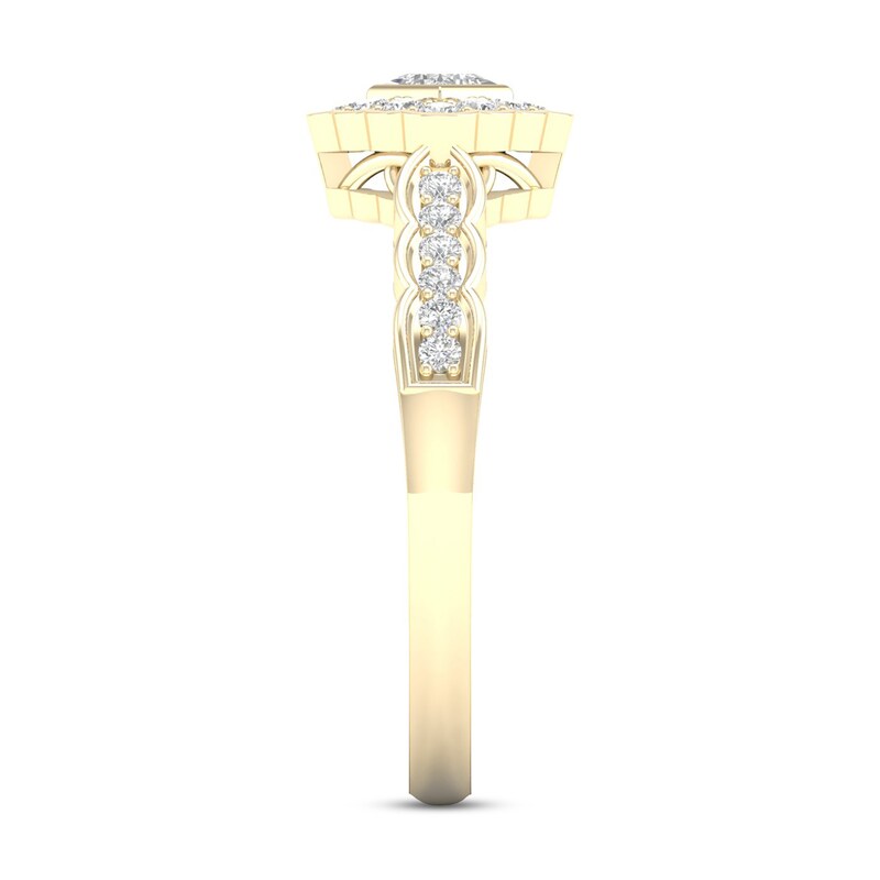 Diamond Ring 1/3 ct tw Princess & Round-Cut 10K Yellow Gold