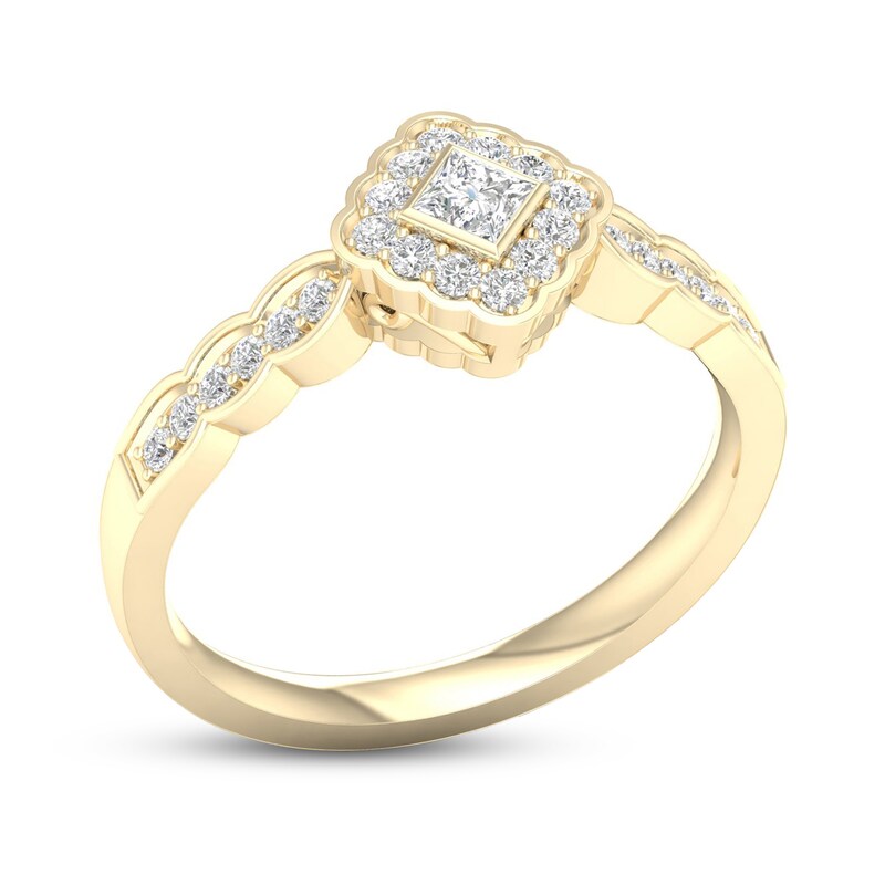 Diamond Ring 1/3 ct tw Princess & Round-Cut 10K Yellow Gold