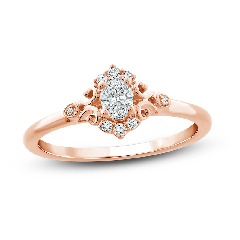 Main Image 1 of Diamond Promise Ring 1/4 ct tw Oval & Round-Cut 10K Rose Gold