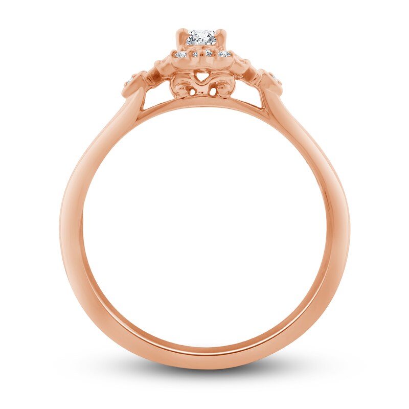 Main Image 2 of Diamond Promise Ring 1/4 ct tw Oval & Round-Cut 10K Rose Gold