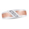 Thumbnail Image 0 of Men's Diamond Wedding Band 1/8 ct tw Round-Cut 10K Two-Tone Gold