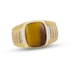 Men's Tiger's Eye Quartz & Diamond Ring 10K Yellow Gold