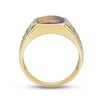 Men's Tiger's Eye Quartz & Diamond Ring 10K Yellow Gold