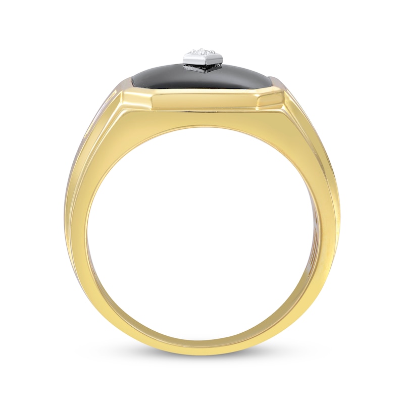Main Image 3 of Men's Black Onyx & Diamond Ring 10K Yellow Gold
