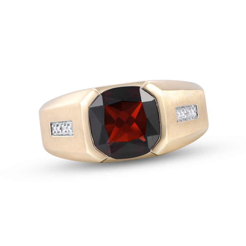 Main Image 1 of Men's Garnet & Diamond Ring 10K Yellow Gold