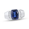 Men's Blue Lab-Created Sapphire & Diamond Ring 10K White Gold