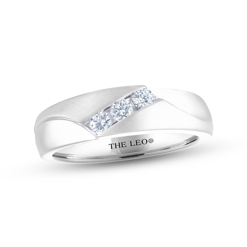 Men's THE LEO Diamond Wedding Band 1/3 ct tw Round-cut 14K White Gold