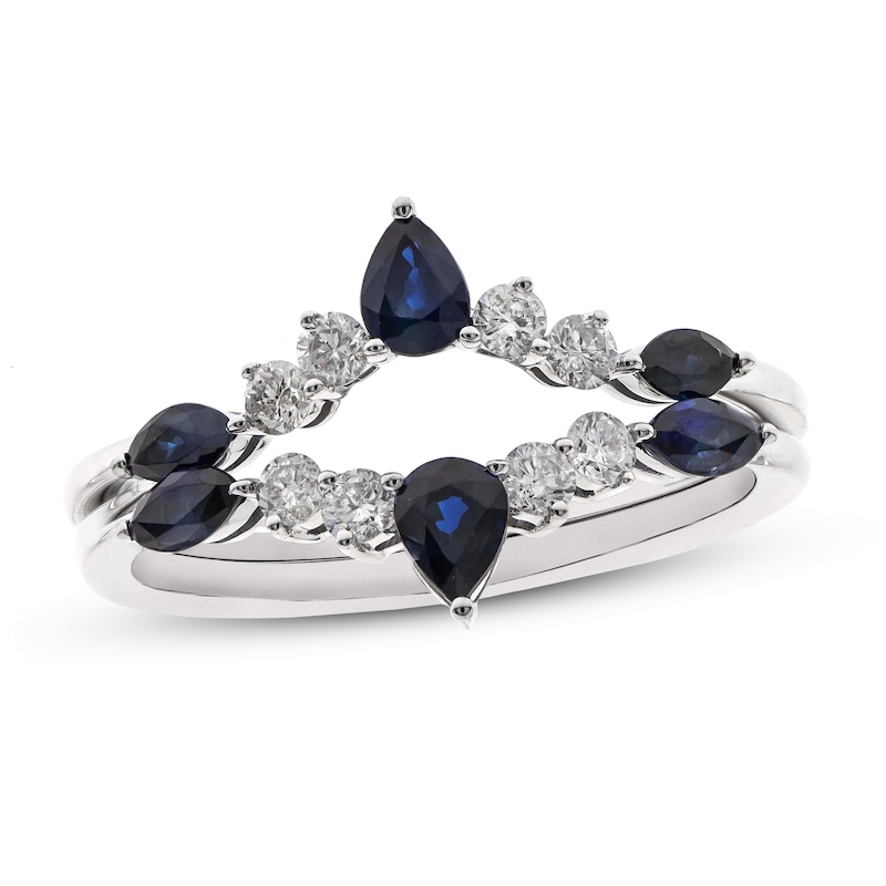 Main Image 1 of Adore Blue Sapphire Enhancer Band 1/4 ct tw Diamonds 14K White Gold