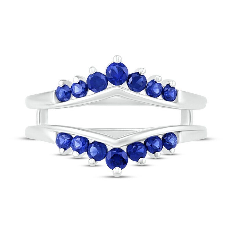 Main Image 2 of Blue Sapphire Enhancer Ring Round-Cut 10K White Gold