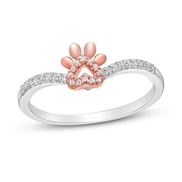 Diamond Paw Ring 1/10 ct tw Round-cut 10K Two-Tone Gold