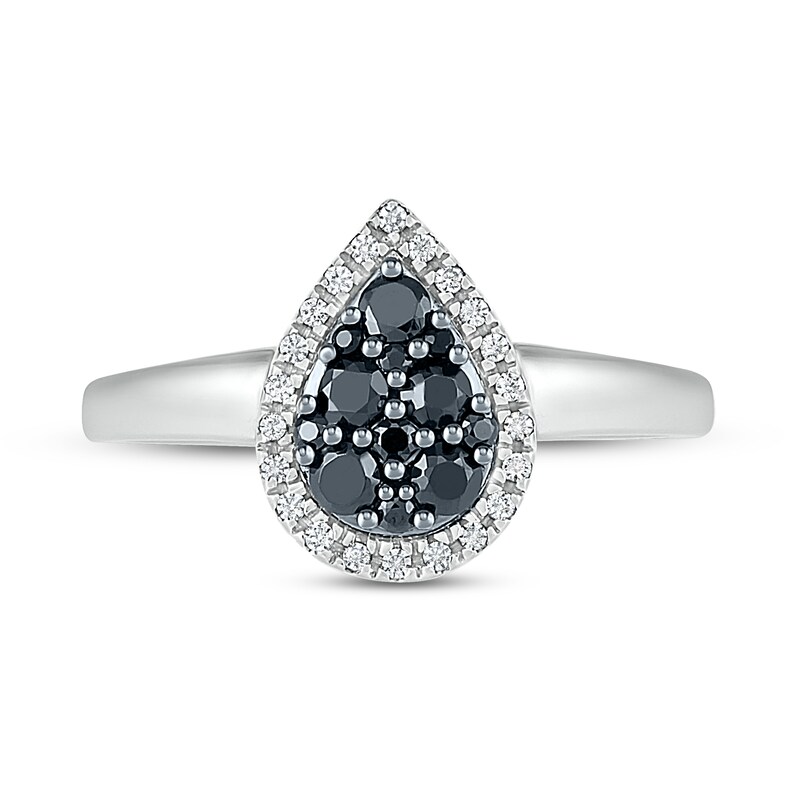 Main Image 2 of Black & White Diamond Ring 1/3 ct tw Round-Cut 10K White Gold