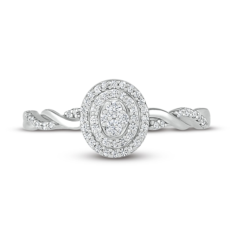 Diamond Oval-Shaped Promise Ring 1/5 ct tw Round-Cut 10K White Gold