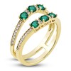 Emerald & Diamond Enhancer Band 1/8 ct tw Round-Cut 14K Yellow Gold