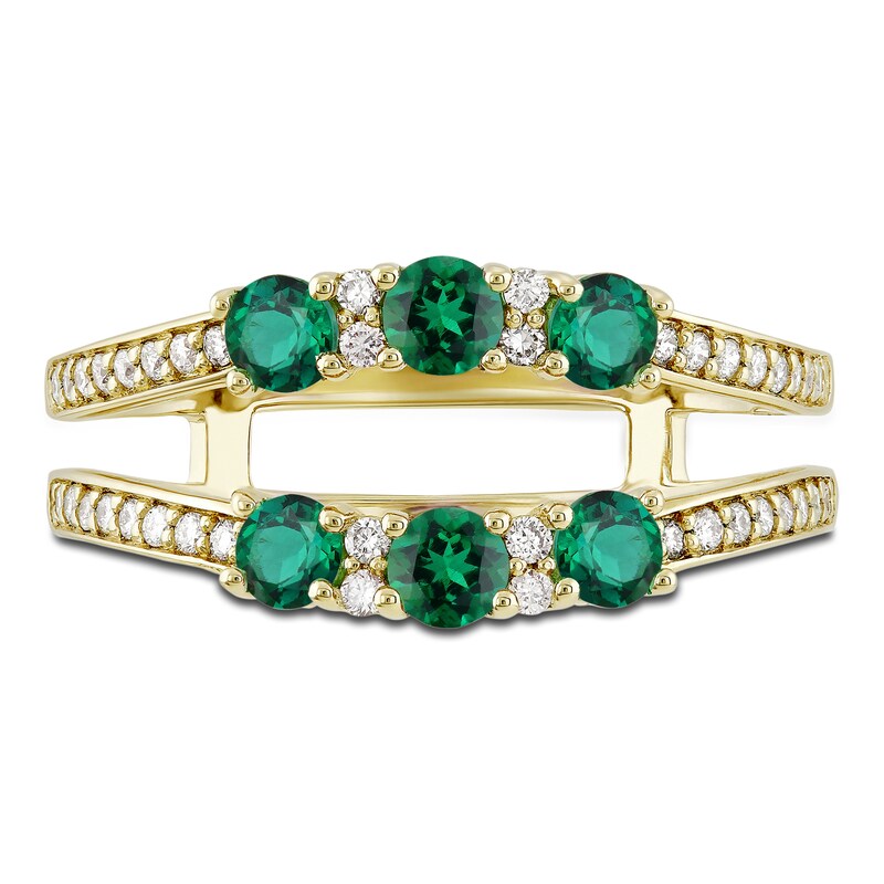 Emerald & Diamond Enhancer Band 1/8 ct tw Round-Cut 14K Yellow Gold