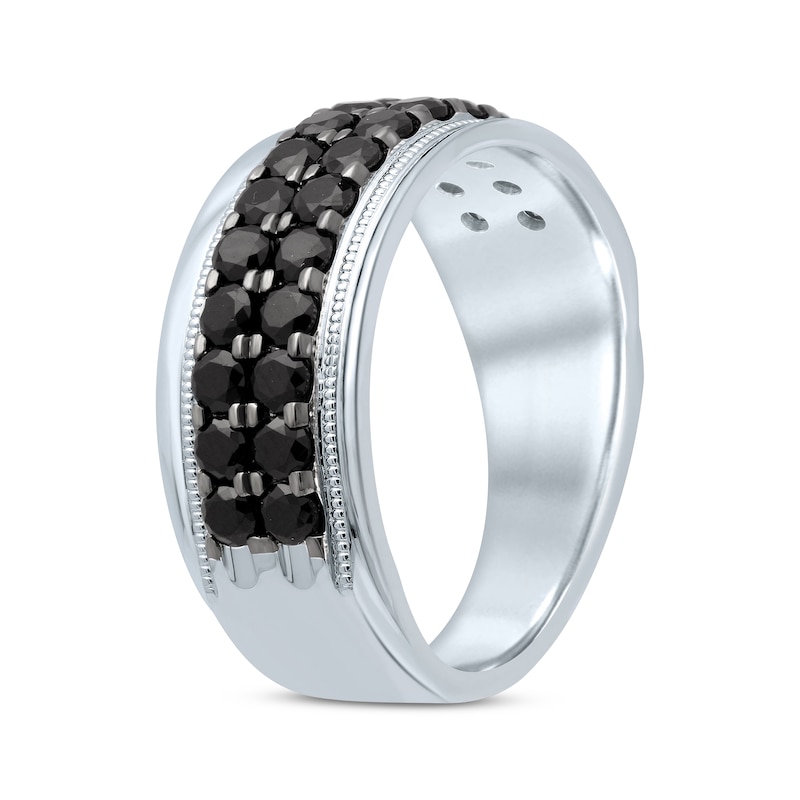 Main Image 2 of Adore Men's Black Diamond Wedding Band 1-1/2 ct tw Round-cut 10K White Gold