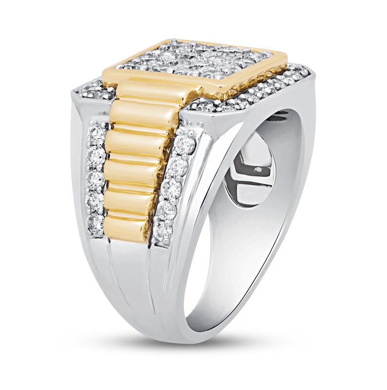 Main Image 2 of Men's Diamond Ring 2 ct tw Round-cut 10K Two-Tone Gold