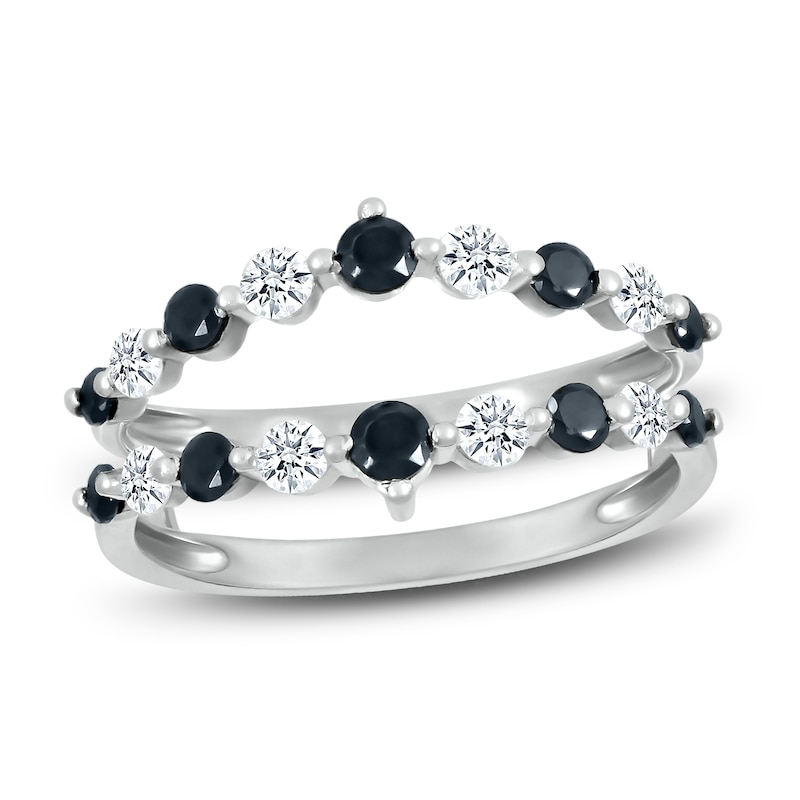 Main Image 1 of Black & White Diamond Enhancer Ring 3/4 ct tw Round-cut 10K White Gold