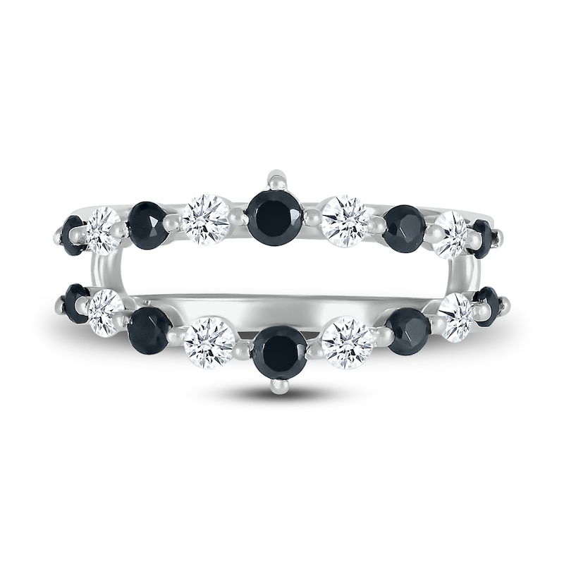 Main Image 2 of Black & White Diamond Enhancer Ring 3/4 ct tw Round-cut 10K White Gold