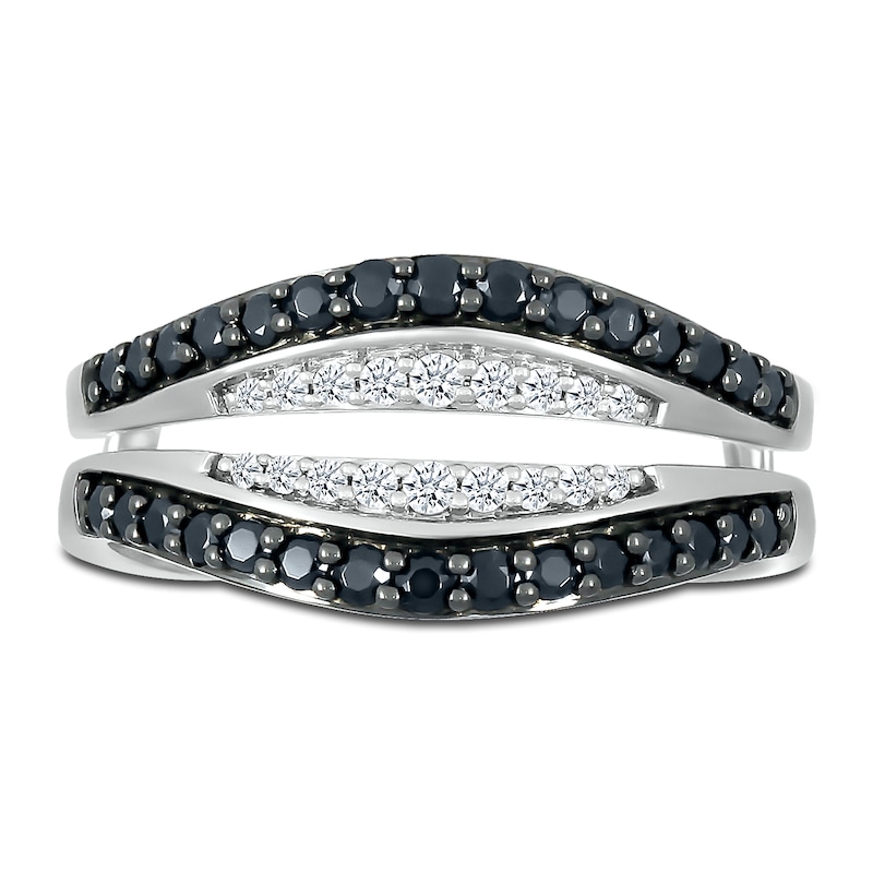 Black & White Diamond Enhancer Ring 1/2 ct tw Round-cut 10K White Gold