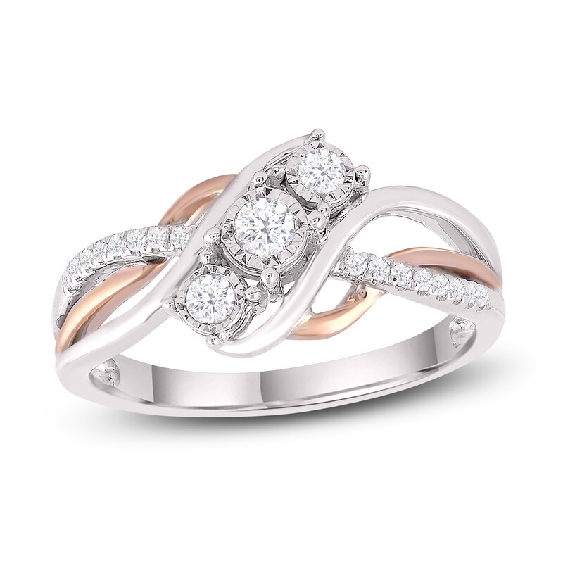 Diamond Ring 1/4 ct tw Round-cut 10K Rose Gold & Sterling Silver