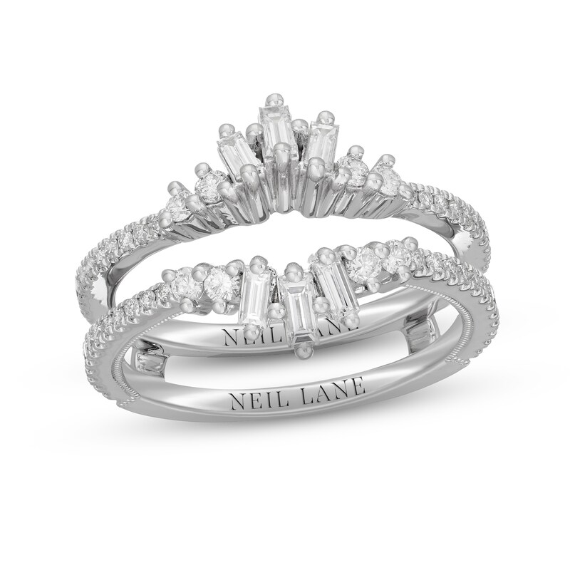 Neil Lane Diamond Enhancer Ring 3/4 ct tw Round & Baguette-cut 14K White Gold