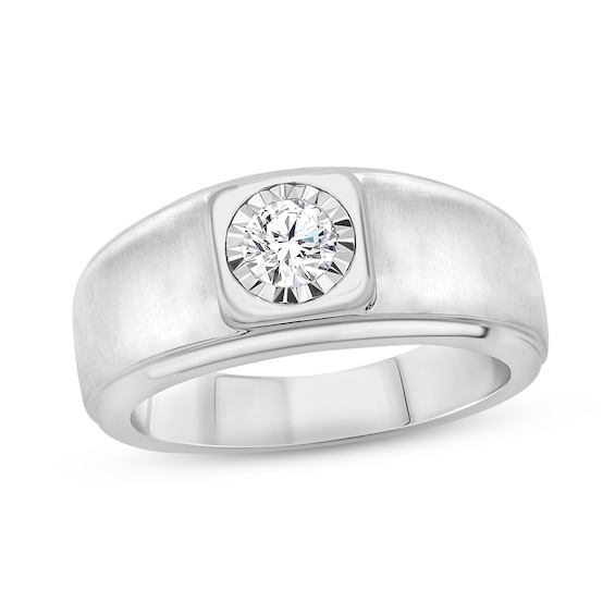 Men's Diamond Wedding Band 1/2 ct tw Round-cut 10K White Gold