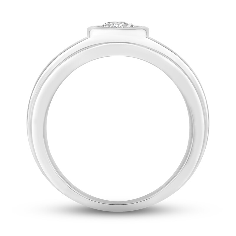 Main Image 3 of Men's Diamond Wedding Band 1/2 ct tw Round-cut 10K White Gold