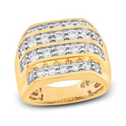 Men's Diamond Four-Row Ring 3 ct tw Round-cut 10K Yellow Gold