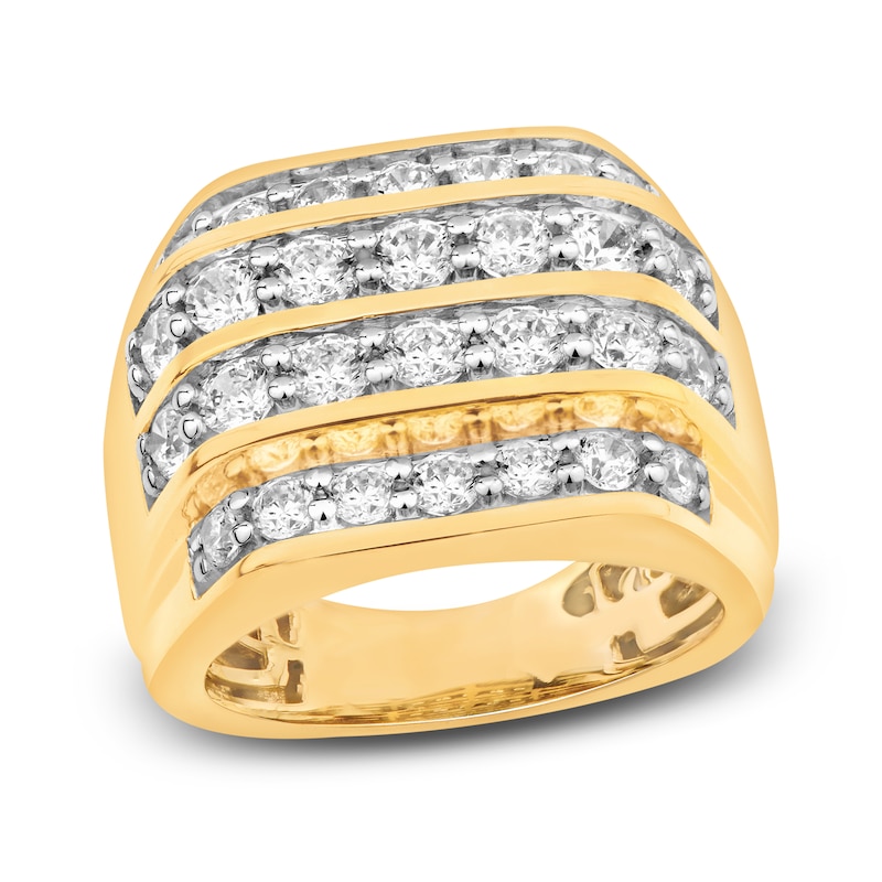 Main Image 1 of Men's Diamond Four-Row Ring 3 ct tw Round-cut 10K Yellow Gold