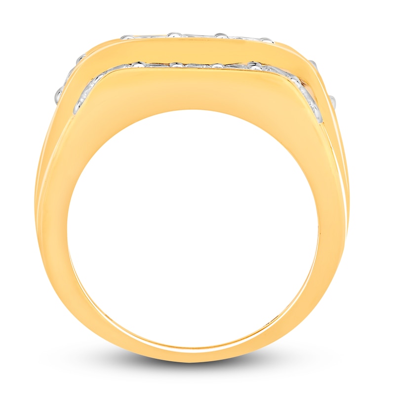 Main Image 3 of Men's Diamond Four-Row Ring 3 ct tw Round-cut 10K Yellow Gold