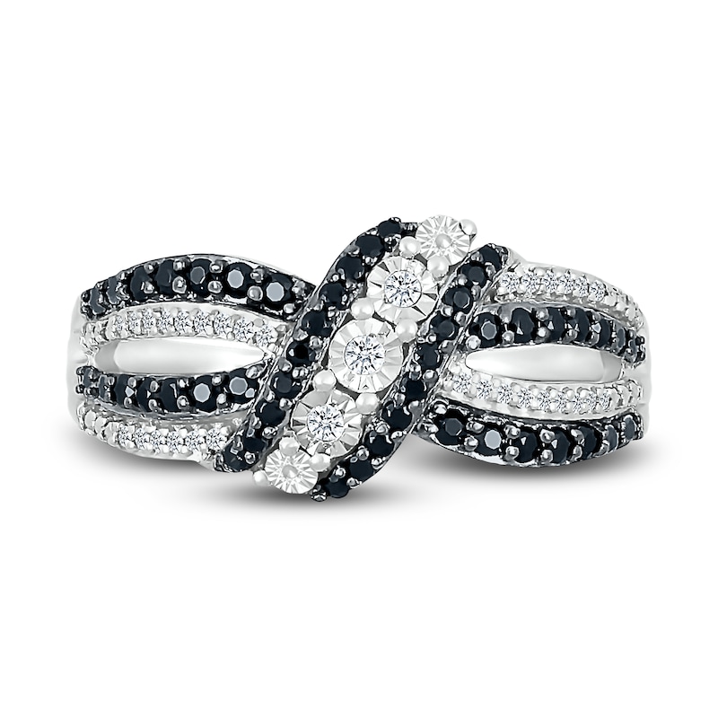Main Image 2 of Black & White Diamond Ring 1/3 ct tw Round-cut Sterling Silver