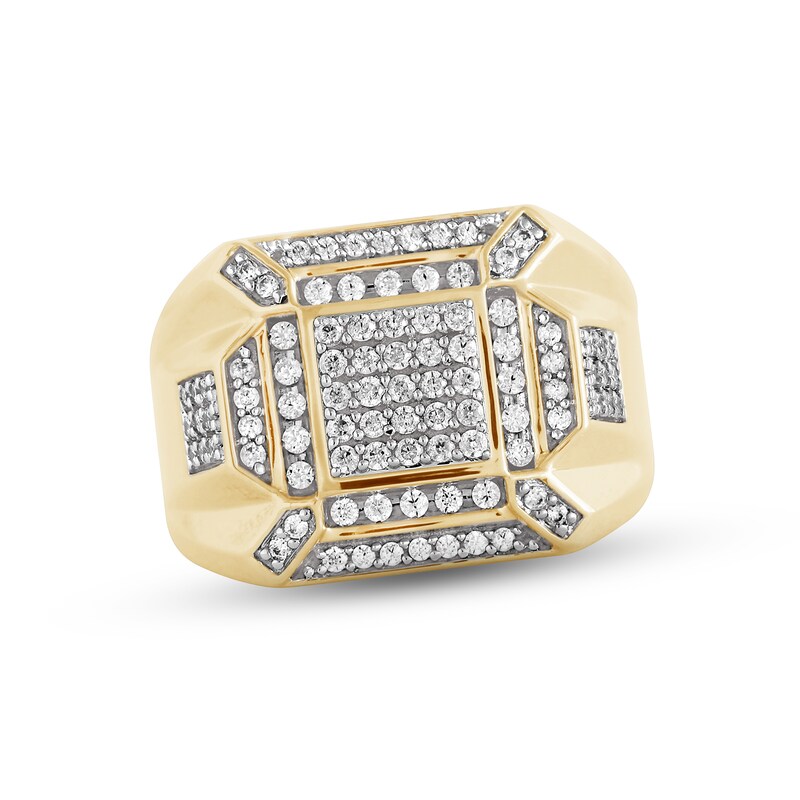 Men's Diamond Angular Ring 3/4 ct tw Round-cut 10K Yellow Gold