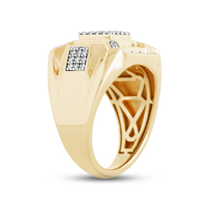 Men's Diamond Angular Ring 3/4 ct tw Round-cut 10K Yellow Gold