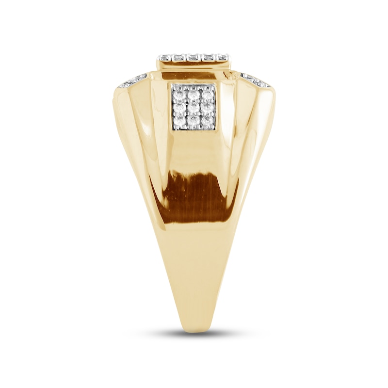 Men's Diamond Angular Ring 3/4 ct tw Round-cut 10K Yellow Gold