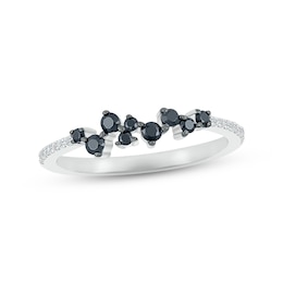 Black & White Diamond Ring 1/4 ct tw Round-cut Sterling Silver
