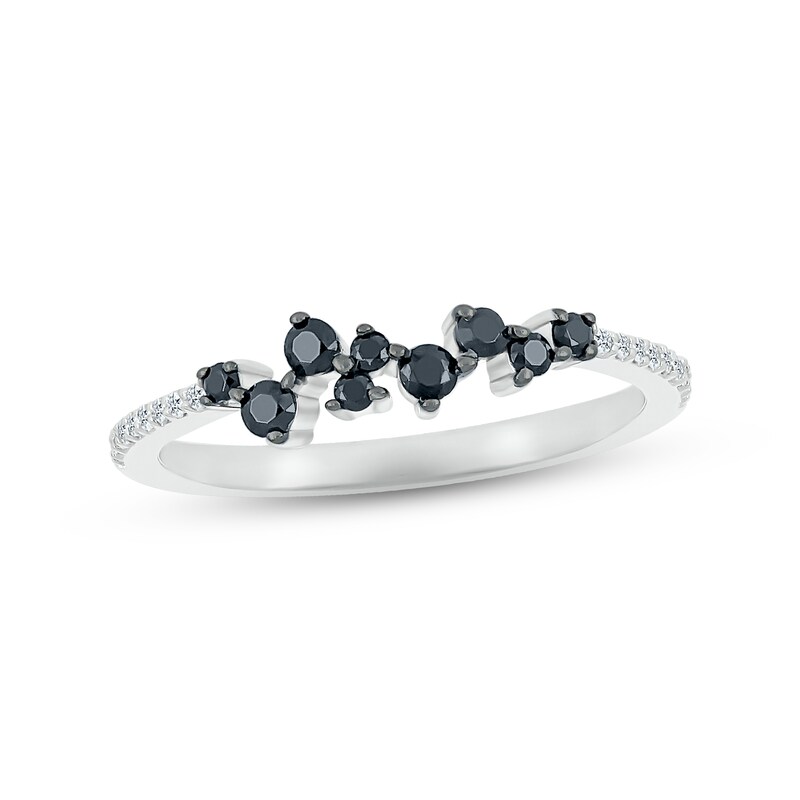 Main Image 1 of Black & White Diamond Ring 1/4 ct tw Round-cut Sterling Silver