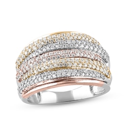Diamond Ring 1 ct tw Round-cut 10K Tri-Tone Gold