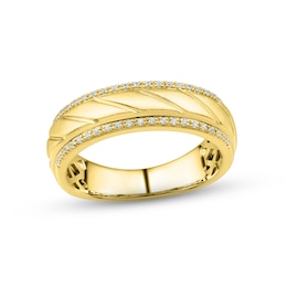 Adore Men's Diamond Wedding Band 1/8 ct tw Round-cut 10K Yellow Gold
