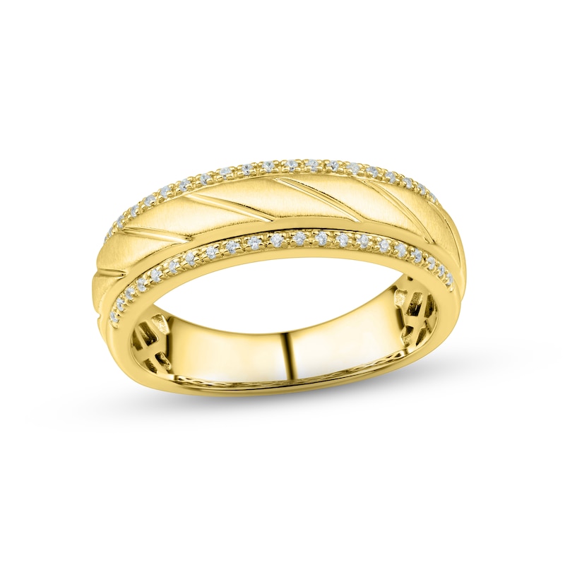 Main Image 1 of Adore Men's Diamond Wedding Band 1/8 ct tw Round-cut 10K Yellow Gold