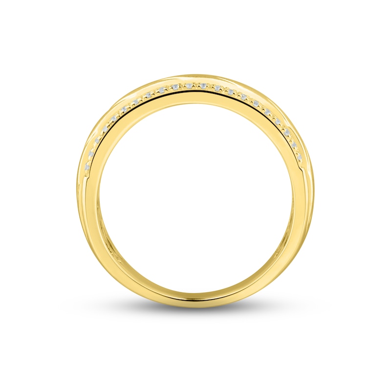 Main Image 2 of Adore Men's Diamond Wedding Band 1/8 ct tw Round-cut 10K Yellow Gold