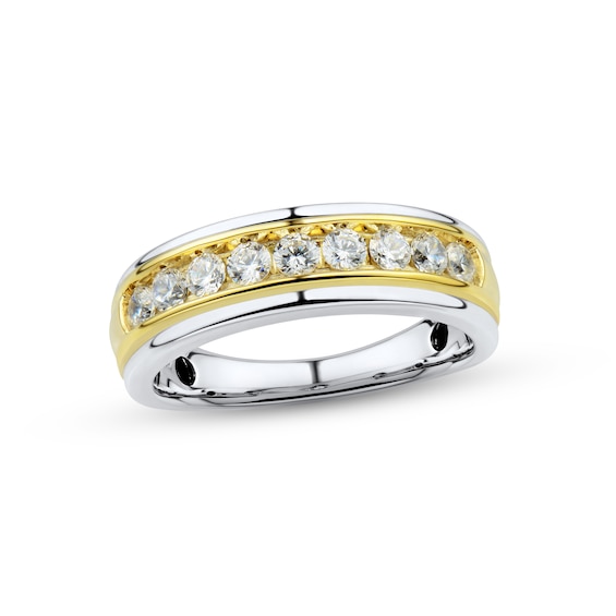 Adore Men's Diamond Wedding Band 3/4 ct tw Round-cut 10K Two-Tone Gold