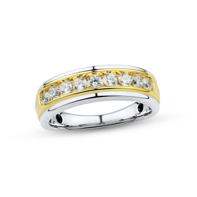 Main Image 1 of Adore Men's Diamond Wedding Band 3/4 ct tw Round-cut 10K Two-Tone Gold