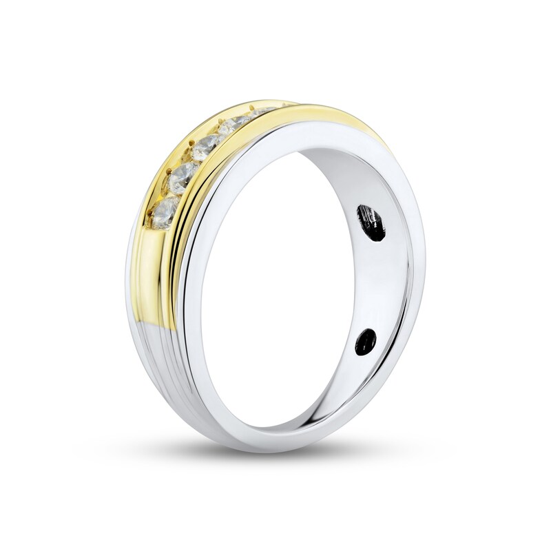 Main Image 2 of Adore Men's Diamond Wedding Band 3/4 ct tw Round-cut 10K Two-Tone Gold