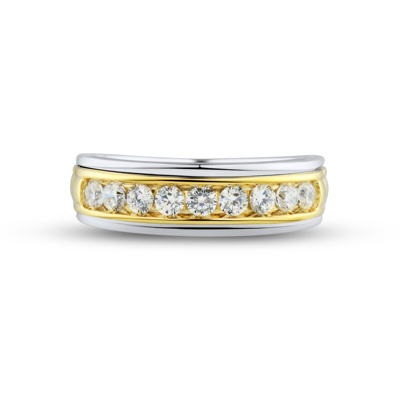 Main Image 3 of Adore Men's Diamond Wedding Band 3/4 ct tw Round-cut 10K Two-Tone Gold