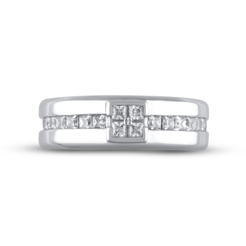 Main Image 3 of Men's Diamond Wedding Band 3/4 ct tw Square-cut 10K White Gold