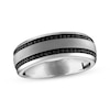 Thumbnail Image 0 of Men's Black Diamond Wedding Band 1/3 ct tw Round-cut 10K White Gold