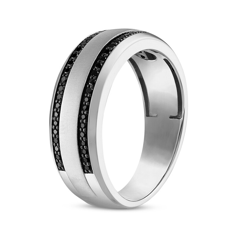 Men's Black Diamond Wedding Band 1/3 ct tw Round-cut 10K White Gold