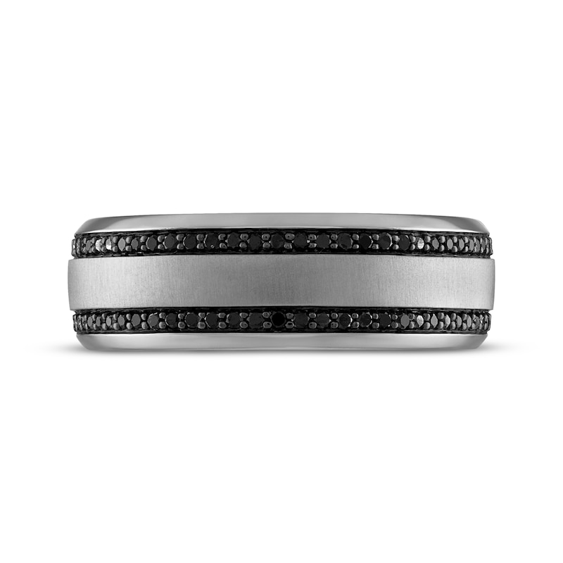 Men's Black Diamond Wedding Band 1/3 ct tw Round-cut 10K White Gold