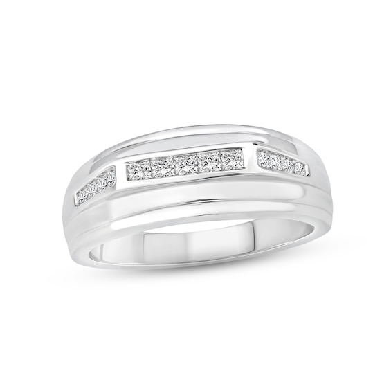 Adore Men's Diamond Wedding Band 3/8 ct tw Square-cut 10K White Gold