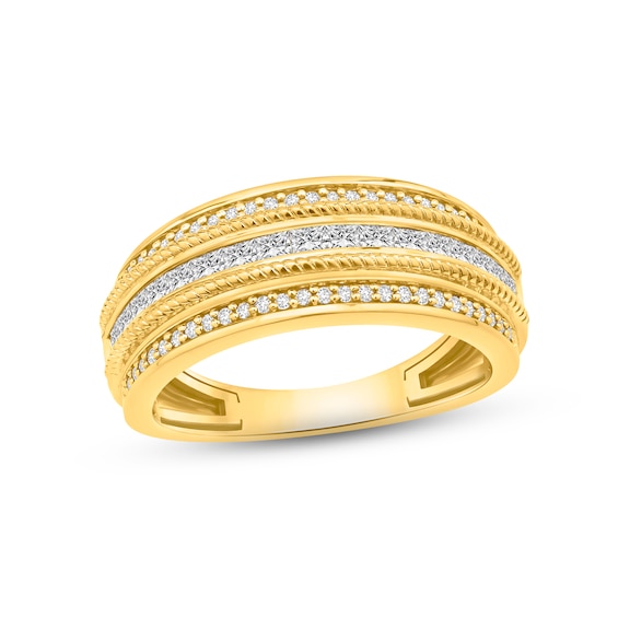 Adore Men's Diamond Wedding Band 1 ct tw Square & Round-cut 14K Yellow Gold